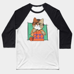 Knitting Calico Kitty Baseball T-Shirt